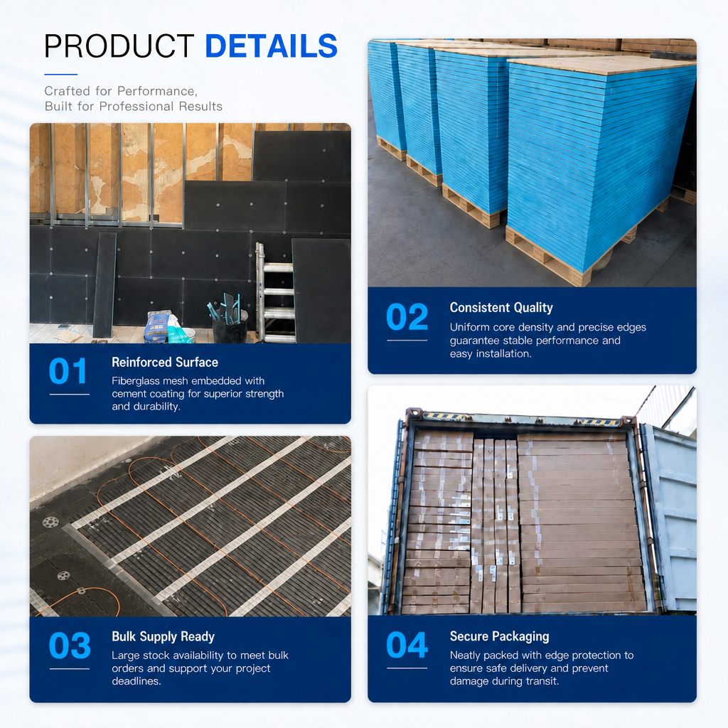 XPS tile backer board sizes and structure diagram